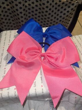 Girls Pink and Blue Double Bow Hair Ties - Kids Accessories